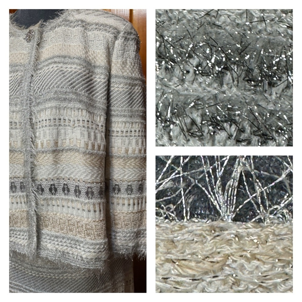 St. John Couture 2-piece “Silver Glow” Skirt Suit